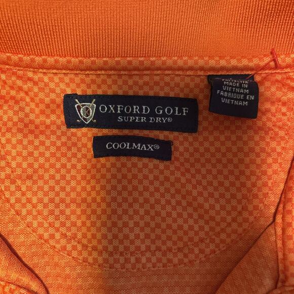 Oxford Golf Super Dry Coolmax Men L Orange Check Polo Shirt - Picture 2 of 4